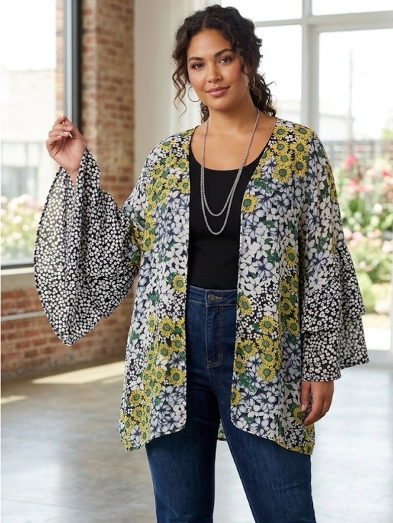EST. 1946 Other - Floral Open-Front Kimono